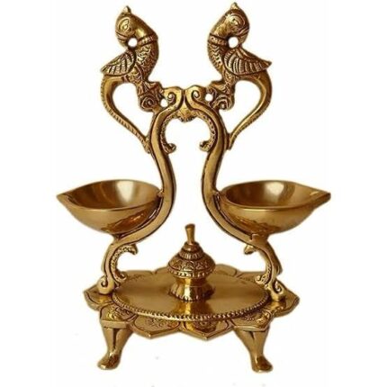 Brass Double Parrot Lamp